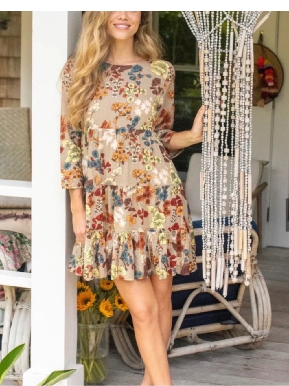 Natural Life Heidi Tiered Babydoll Dress. Size Small.